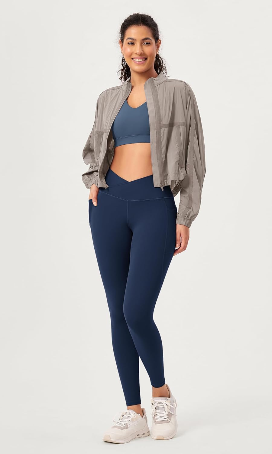 ODODOS 2 Pack Buttery Soft Cross Waist Leggings with Pockets for Women ODCLOUD 25quot  28quot Crossover Lounge Yoga PantsBlacknavy