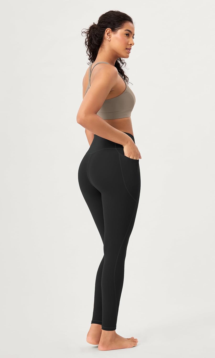 ODODOS 2 Pack Buttery Soft Cross Waist Leggings with Pockets for Women ODCLOUD 25quot  28quot Crossover Lounge Yoga PantsBlackonyx Black Grey