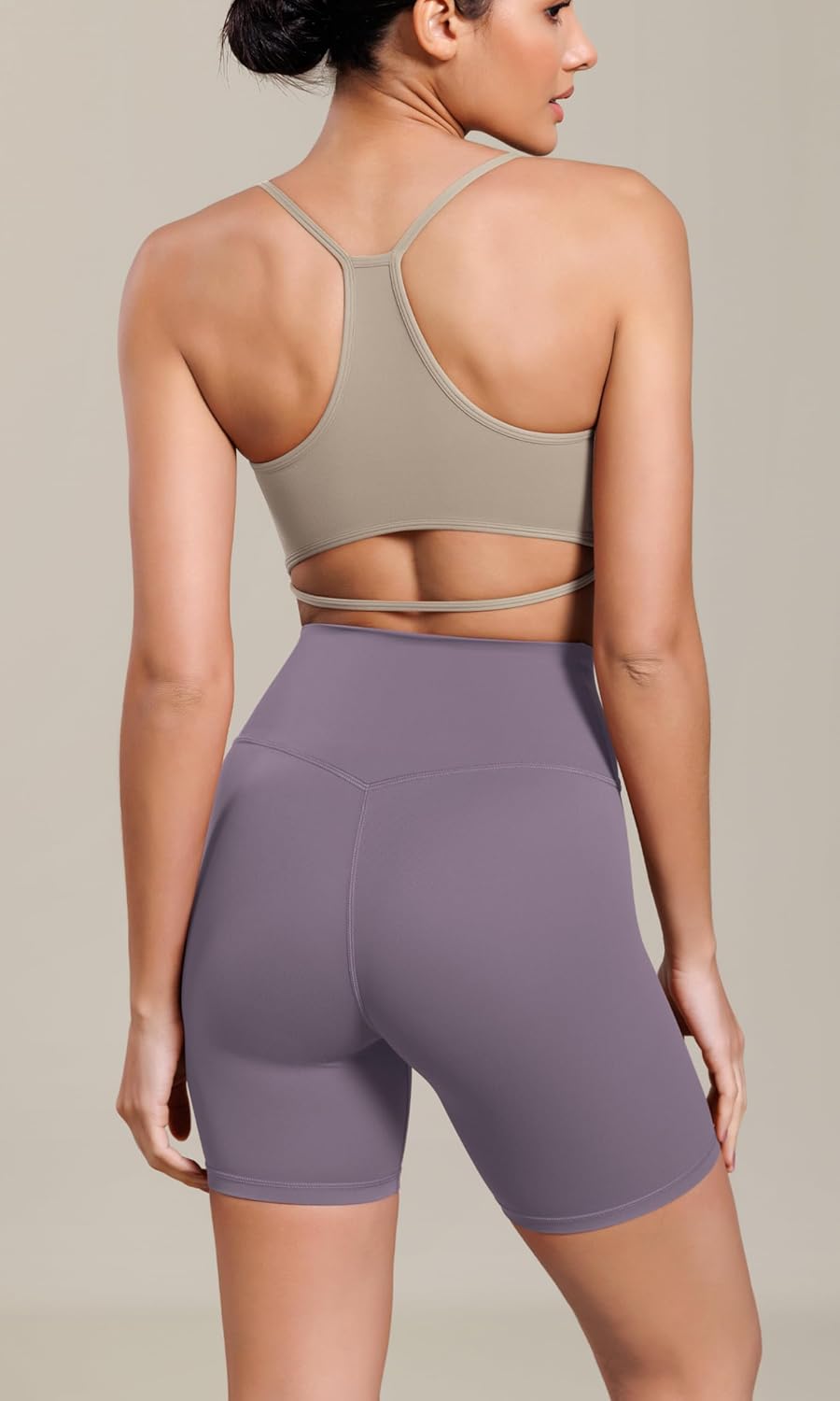 ODODOS Cloud Feeling Cross Waist Yoga Shorts for Women 6quot Crossover High Waist Lounge Biker ShortsAsh Violet