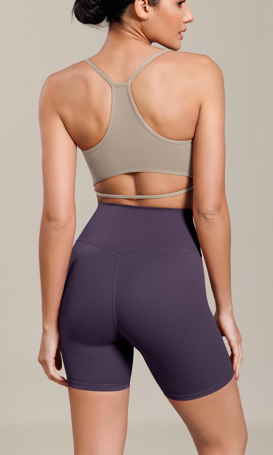 ODODOS Cloud Feeling Cross Waist Yoga Shorts for Women 6quot Crossover High Waist Lounge Biker ShortsDark Purple