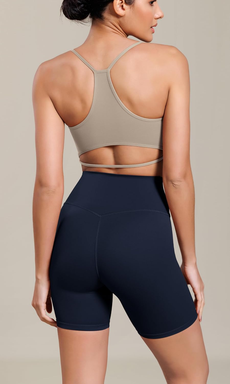 ODODOS Cloud Feeling Cross Waist Yoga Shorts for Women 6quot Crossover High Waist Lounge Biker ShortsDeep Navy