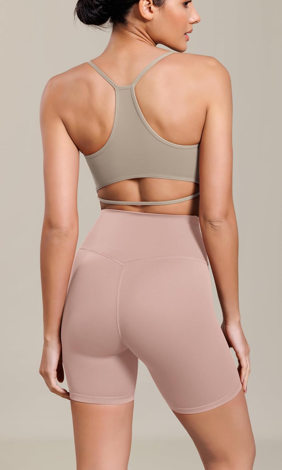 ODODOS Cloud Feeling Cross Waist Yoga Shorts for Women 6quot Crossover High Waist Lounge Biker ShortsDusty Pink