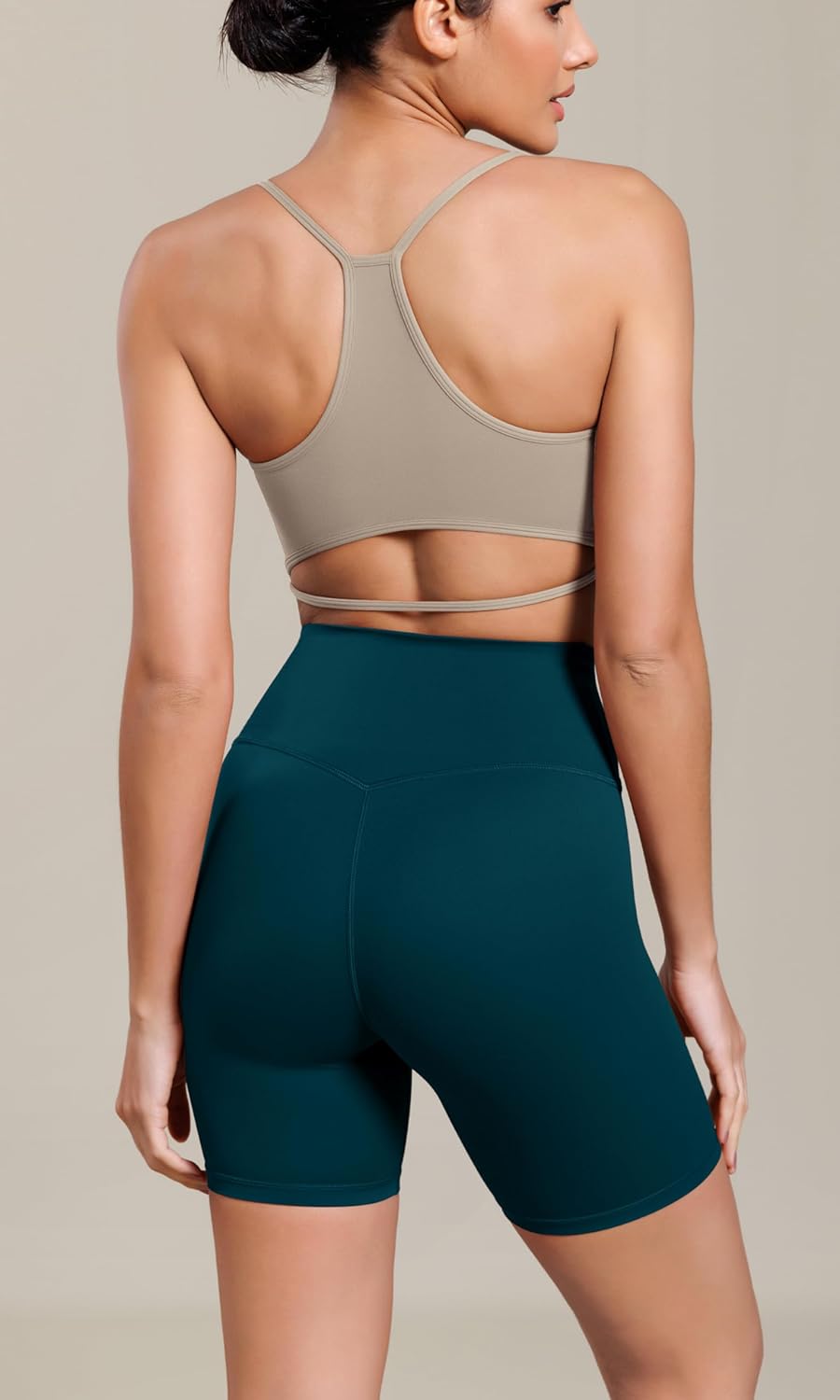 ODODOS Cloud Feeling Cross Waist Yoga Shorts for Women 6quot Crossover High Waist Lounge Biker ShortsForest Teal
