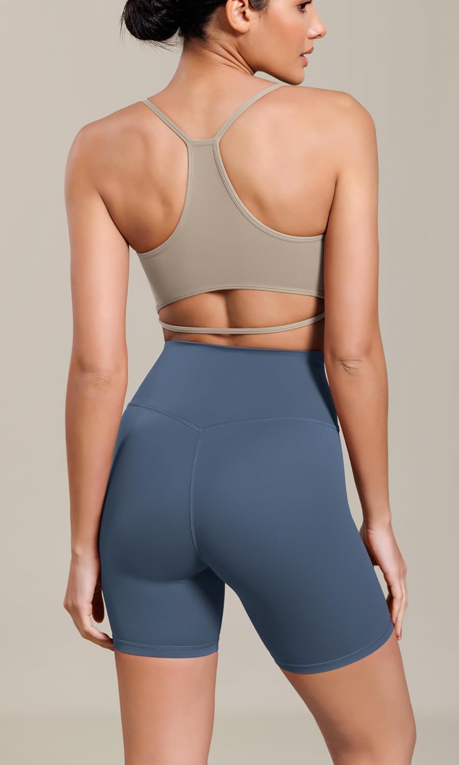 ODODOS Cloud Feeling Cross Waist Yoga Shorts for Women 6quot Crossover High Waist Lounge Biker ShortsInk Blue