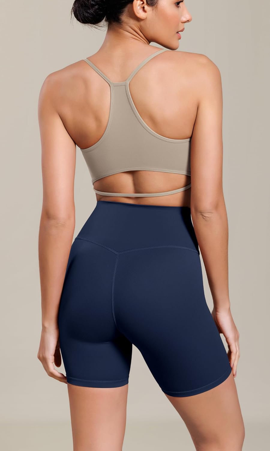 ODODOS Cloud Feeling Cross Waist Yoga Shorts for Women 6quot Crossover High Waist Lounge Biker ShortsNavy
