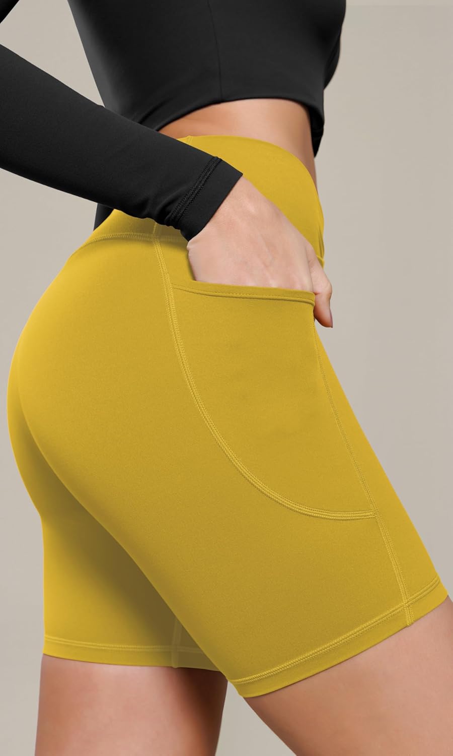 ODODOS Cloud Feeling Cross Waist Yoga Shorts with Pockets for Women 6quot Crossover High Waist Lounge Biker ShortsMango Mint