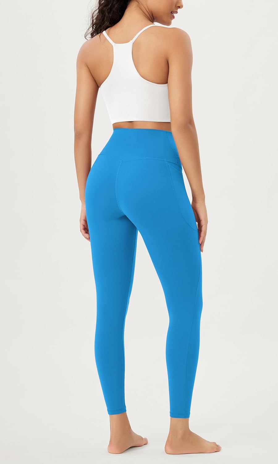 ODODOS Cloud Feeling Crossover 78 Leggings with Pockets for Women 25quot  28quot V High Wasit Lounge Yoga PantsAzure