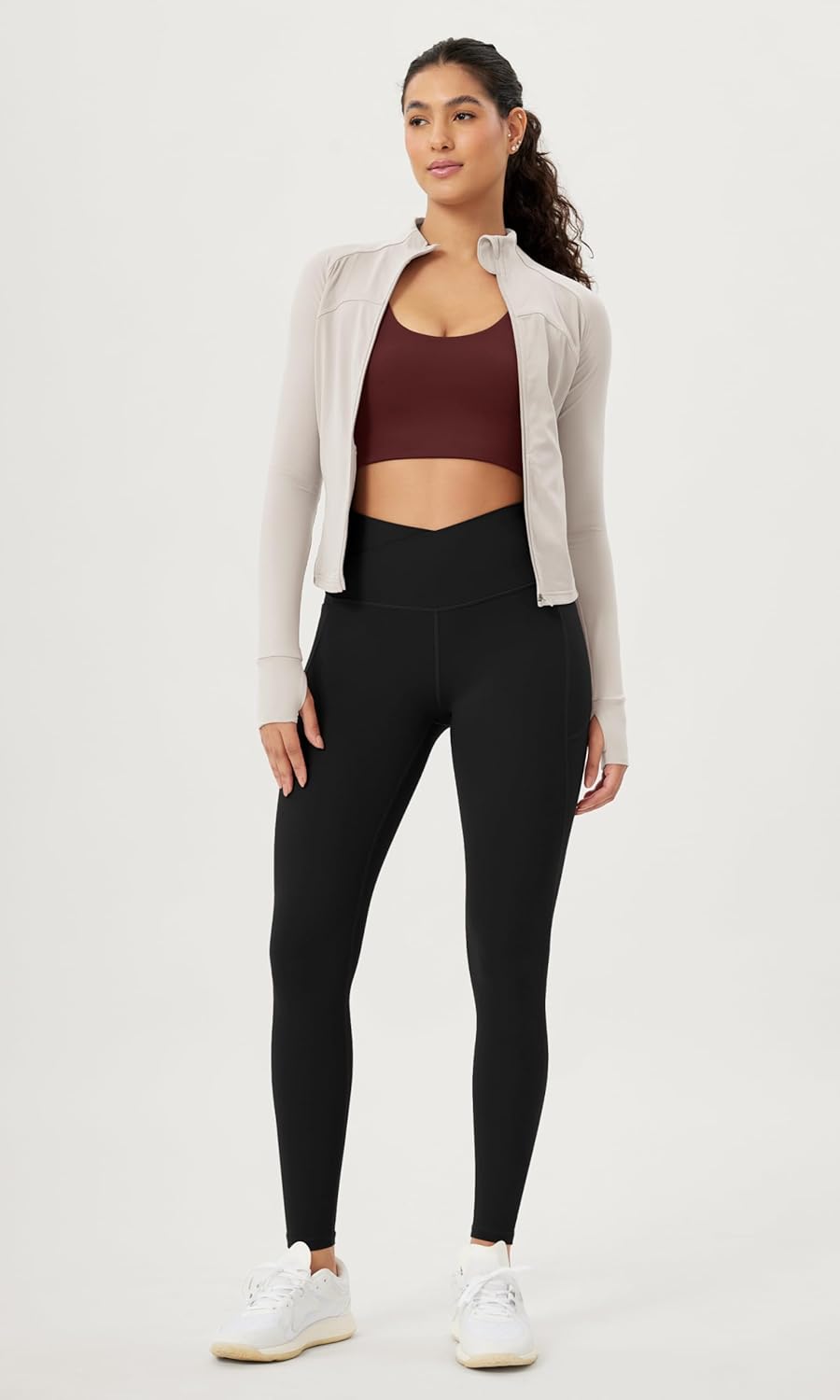 ODODOS Cloud Feeling Crossover 78 Leggings with Pockets for Women 25quot  28quot V High Wasit Lounge Yoga PantsBlack