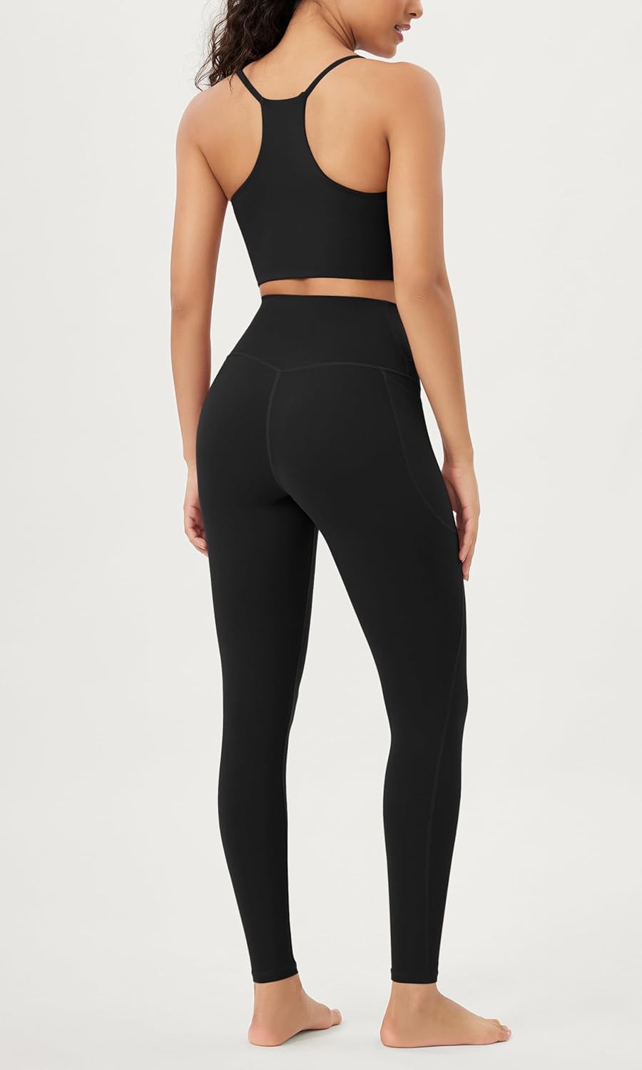 ODODOS Cloud Feeling Crossover 78 Leggings with Pockets for Women 25quot  28quot V High Wasit Lounge Yoga PantsBlack