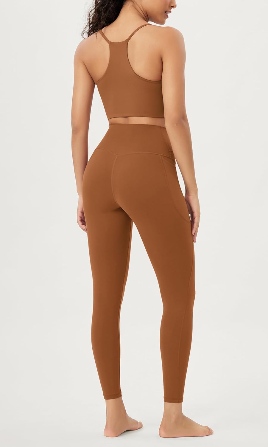 ODODOS Cloud Feeling Crossover 78 Leggings with Pockets for Women 25quot  28quot V High Wasit Lounge Yoga PantsCaramel