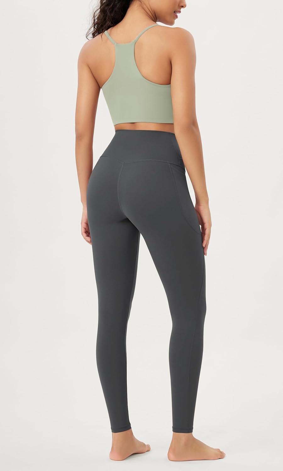 ODODOS Cloud Feeling Crossover 78 Leggings with Pockets for Women 25quot  28quot V High Wasit Lounge Yoga PantsCharcoal