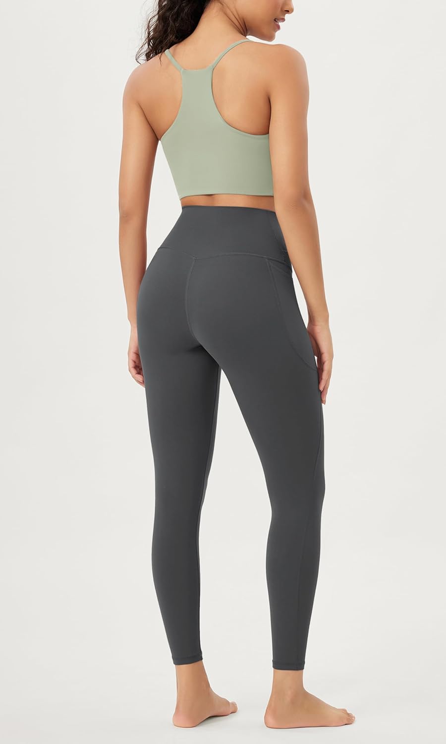ODODOS Cloud Feeling Crossover 78 Leggings with Pockets for Women 25quot  28quot V High Wasit Lounge Yoga PantsCharcoal