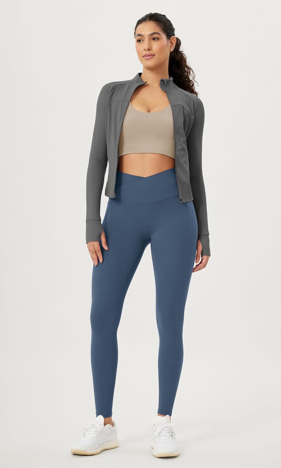 ODODOS Cloud Feeling Crossover 78 Leggings with Pockets for Women 25quot  28quot V High Wasit Lounge Yoga PantsInk Blue