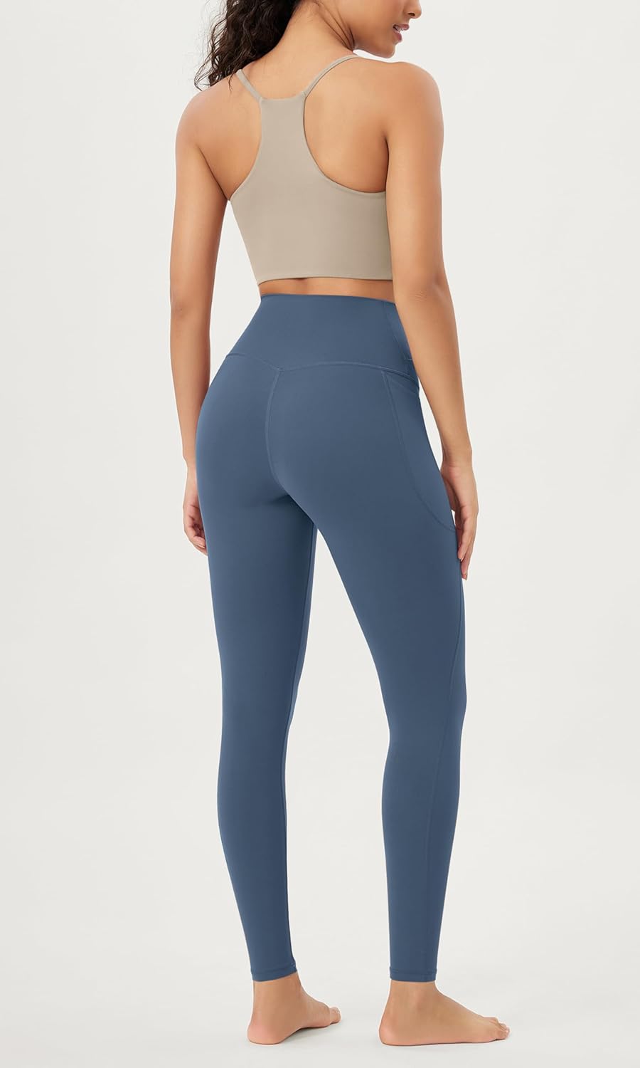 ODODOS Cloud Feeling Crossover 78 Leggings with Pockets for Women 25quot  28quot V High Wasit Lounge Yoga PantsInk Blue
