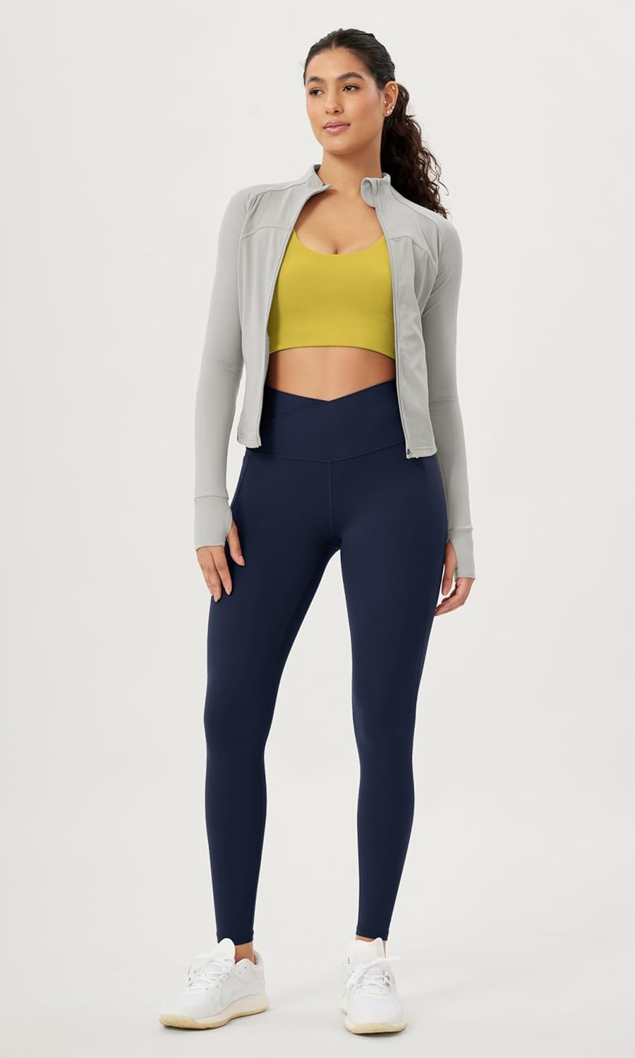 ODODOS Cloud Feeling Crossover 78 Leggings with Pockets for Women 25quot  28quot V High Wasit Lounge Yoga PantsNavy