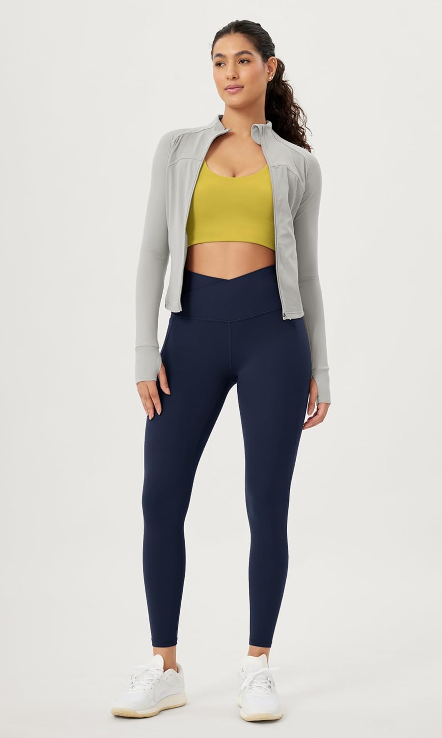 ODODOS Cloud Feeling Crossover 78 Leggings with Pockets for Women 25quot  28quot V High Wasit Lounge Yoga PantsNavy