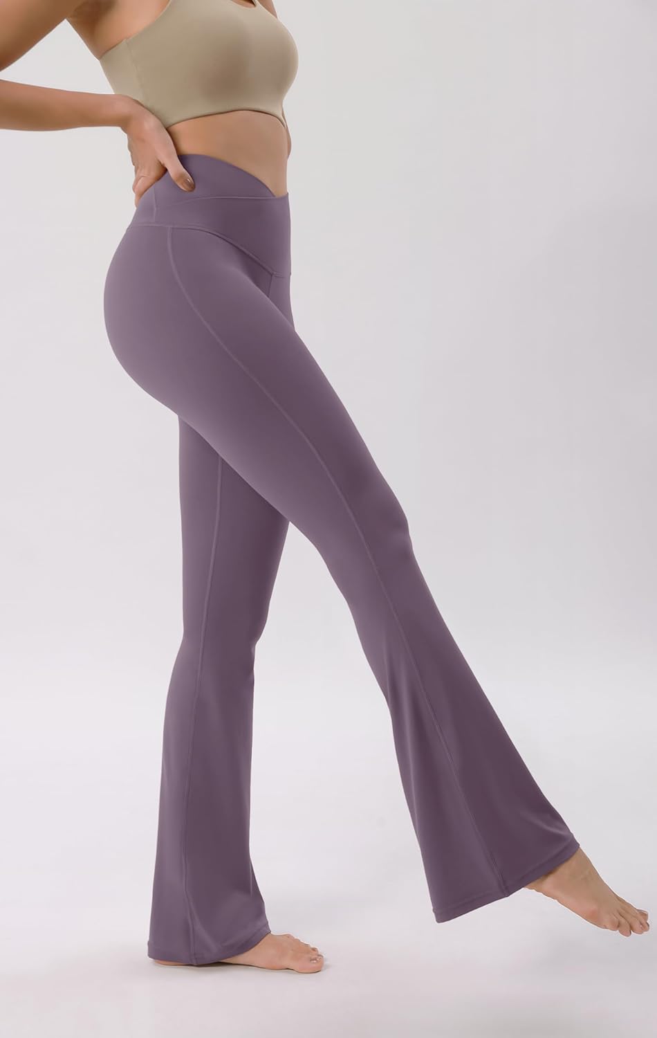 ODODOS Cloud Feeling Crossover High Waist Flared Pants for Women Bootcut Yoga Pants with Back Pocket3032quot InseamAsh Violet