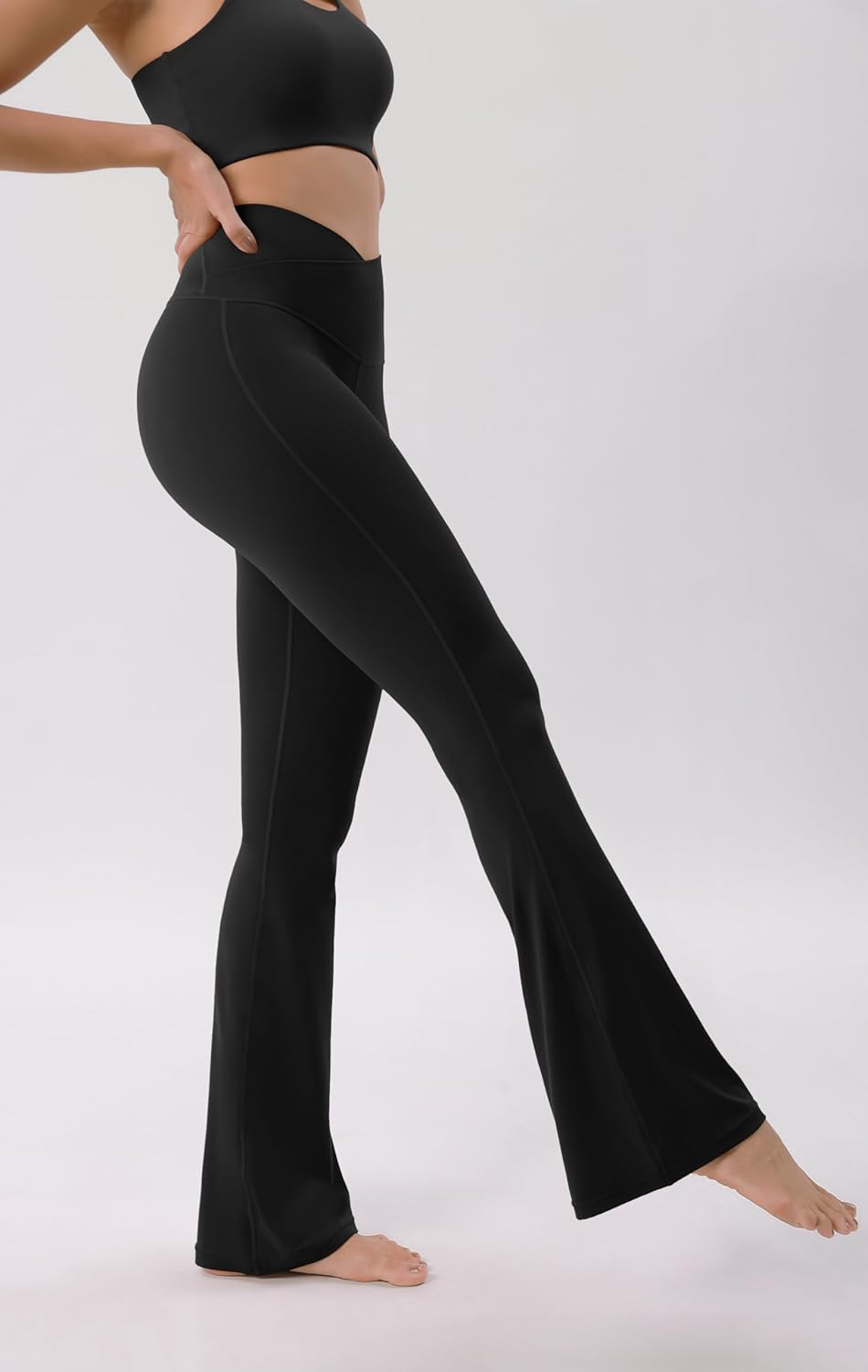 ODODOS Cloud Feeling Crossover High Waist Flared Pants for Women Bootcut Yoga Pants with Back Pocket3032quot InseamBlack