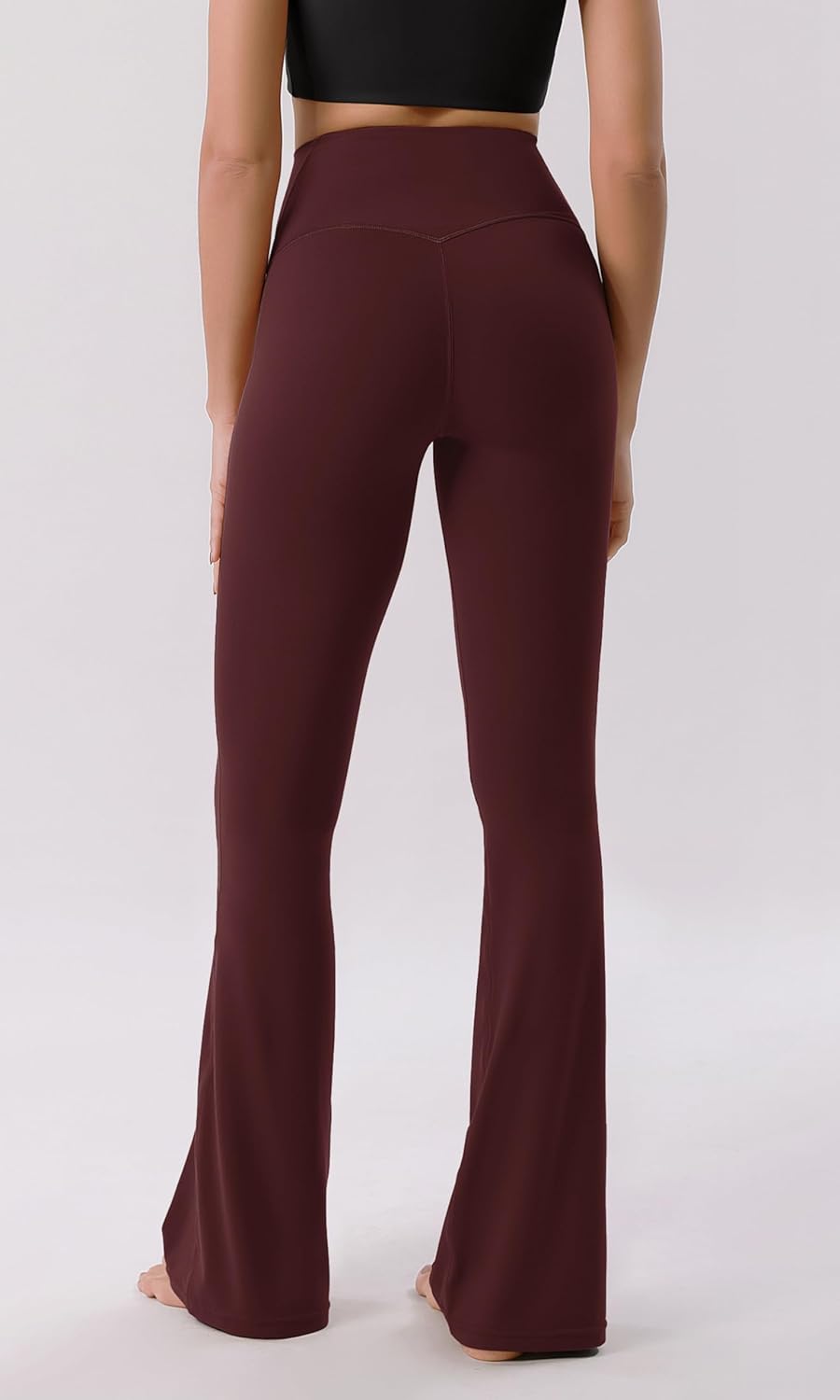 ODODOS Cloud Feeling Crossover High Waist Flared Pants for Women Bootcut Yoga Pants with Back Pocket3032quot InseamBurgundy