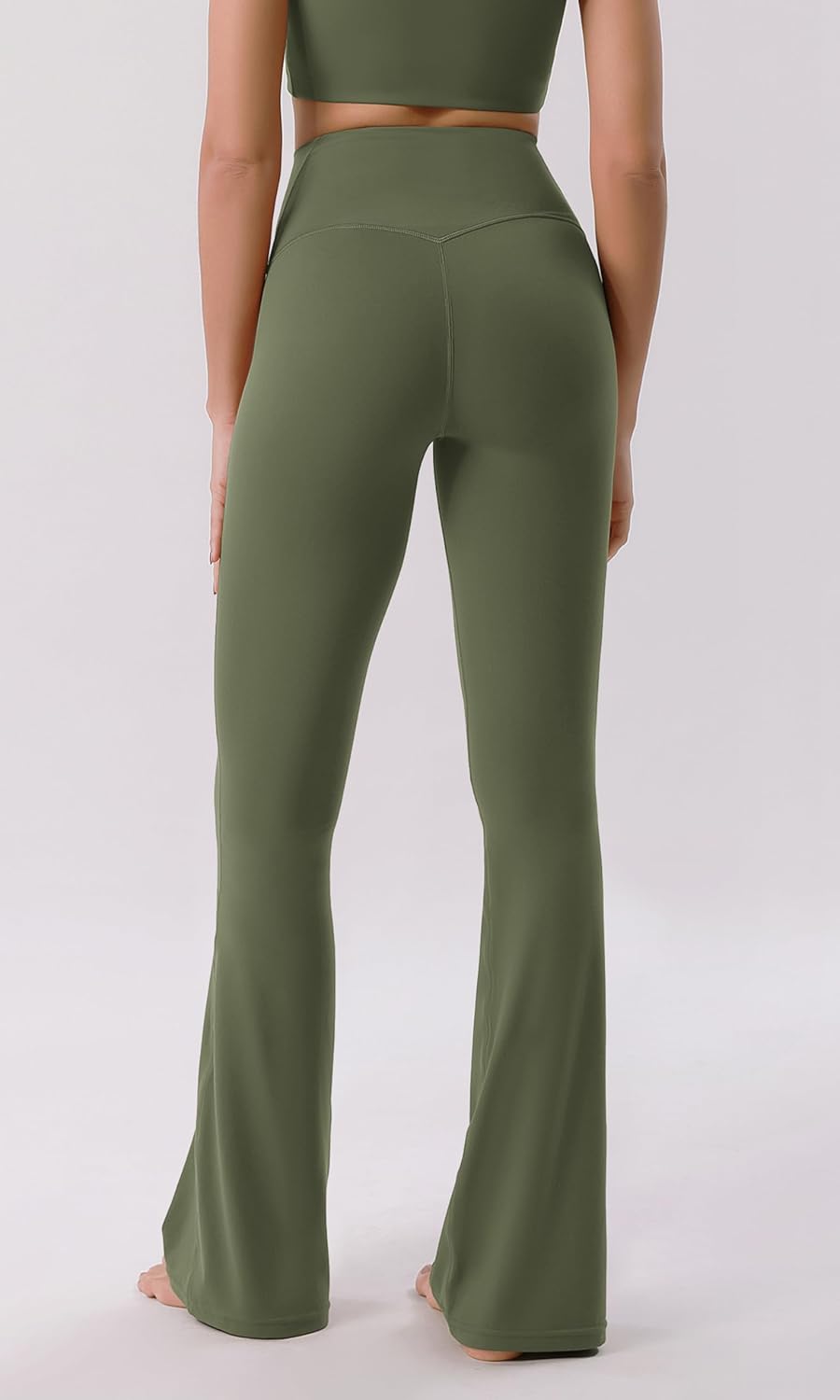 ODODOS Cloud Feeling Crossover High Waist Flared Pants for Women Bootcut Yoga Pants with Back Pocket3032quot InseamDark Olive