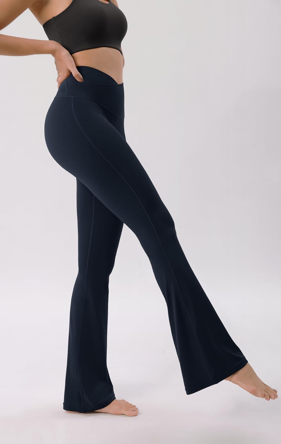 ODODOS Cloud Feeling Crossover High Waist Flared Pants for Women Bootcut Yoga Pants with Back Pocket3032quot InseamDeep Navy
