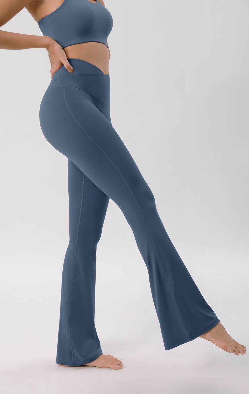 ODODOS Cloud Feeling Crossover High Waist Flared Pants for Women Bootcut Yoga Pants with Back Pocket3032quot InseamInk Blue