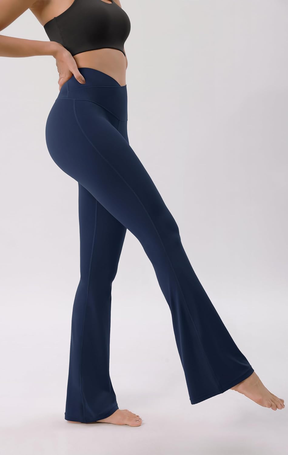 ODODOS Cloud Feeling Crossover High Waist Flared Pants for Women Bootcut Yoga Pants with Back Pocket3032quot InseamNavy