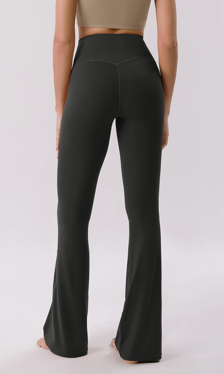 ODODOS Cloud Feeling Crossover High Waist Flared Pants for Women Bootcut Yoga Pants with Back Pocket3032quot InseamOnyx Black Grey