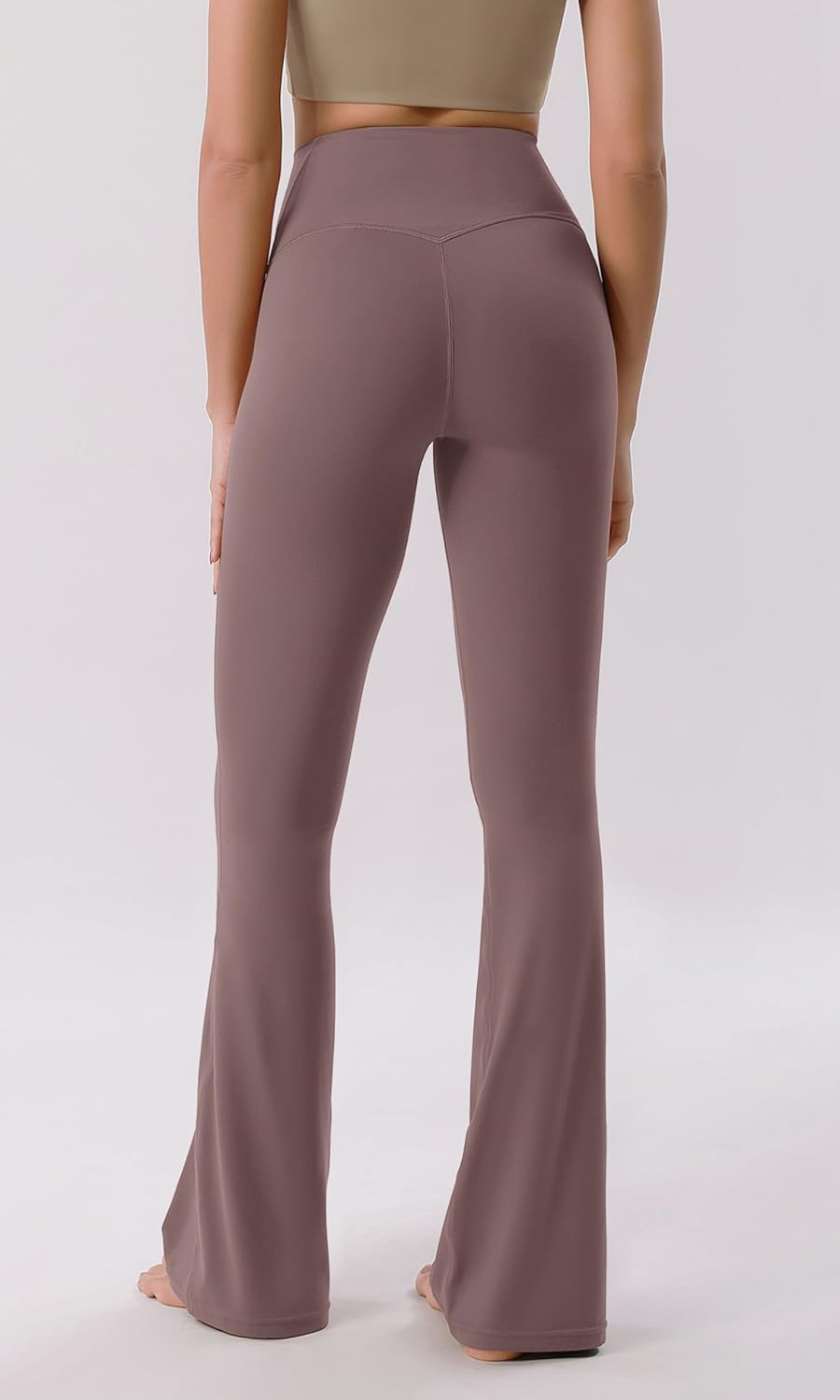 ODODOS Cloud Feeling Crossover High Waist Flared Pants for Women Bootcut Yoga Pants with Back Pocket3032quot InseamPurple Taupe