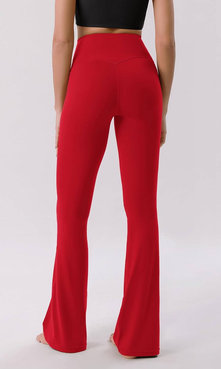 ODODOS Cloud Feeling Crossover High Waist Flared Pants for Women Bootcut Yoga Pants with Back Pocket3032quot InseamRed