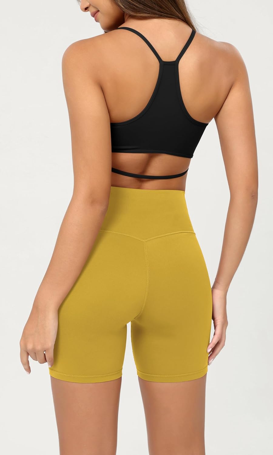 ODODOS Cloud Feeling Crossover Yoga Shorts with Back Pocket for Women 6quot  8 V High Wasit Lounge Biker ShortsMango Mint
