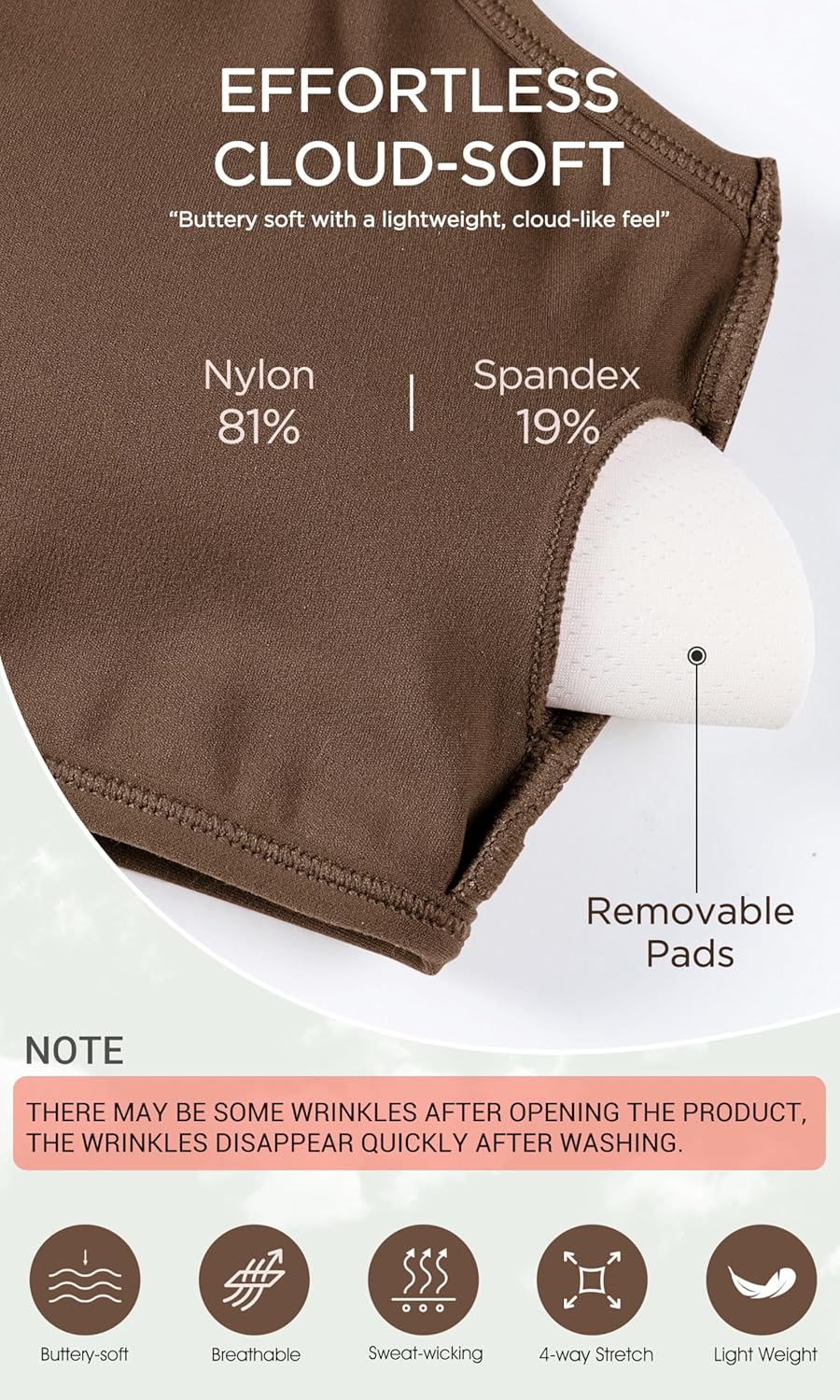 ODODOS Cloud Feeling Halter Sports Bra for Women Padding Cut Out Racerback Yoga Tank TopBrunette