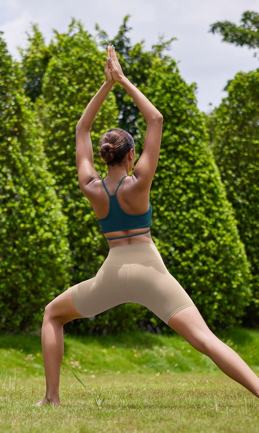 ODODOS Cloud Feeling Halter Sports Bra for Women Padding Cut Out Racerback Yoga Tank TopForest Teal