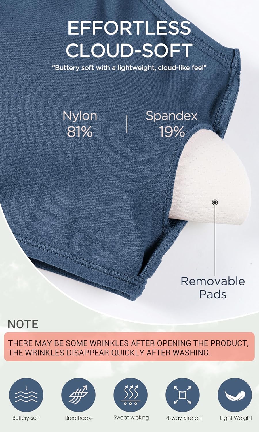 ODODOS Cloud Feeling Halter Sports Bra for Women Padding Cut Out Racerback Yoga Tank TopInk Blue