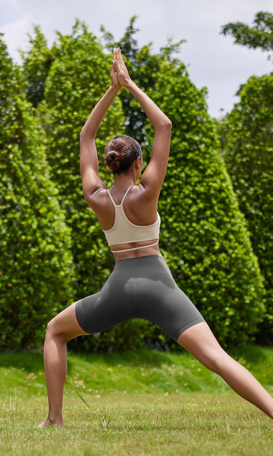 ODODOS Cloud Feeling Halter Sports Bra for Women Padding Cut Out Racerback Yoga Tank TopOat Milk