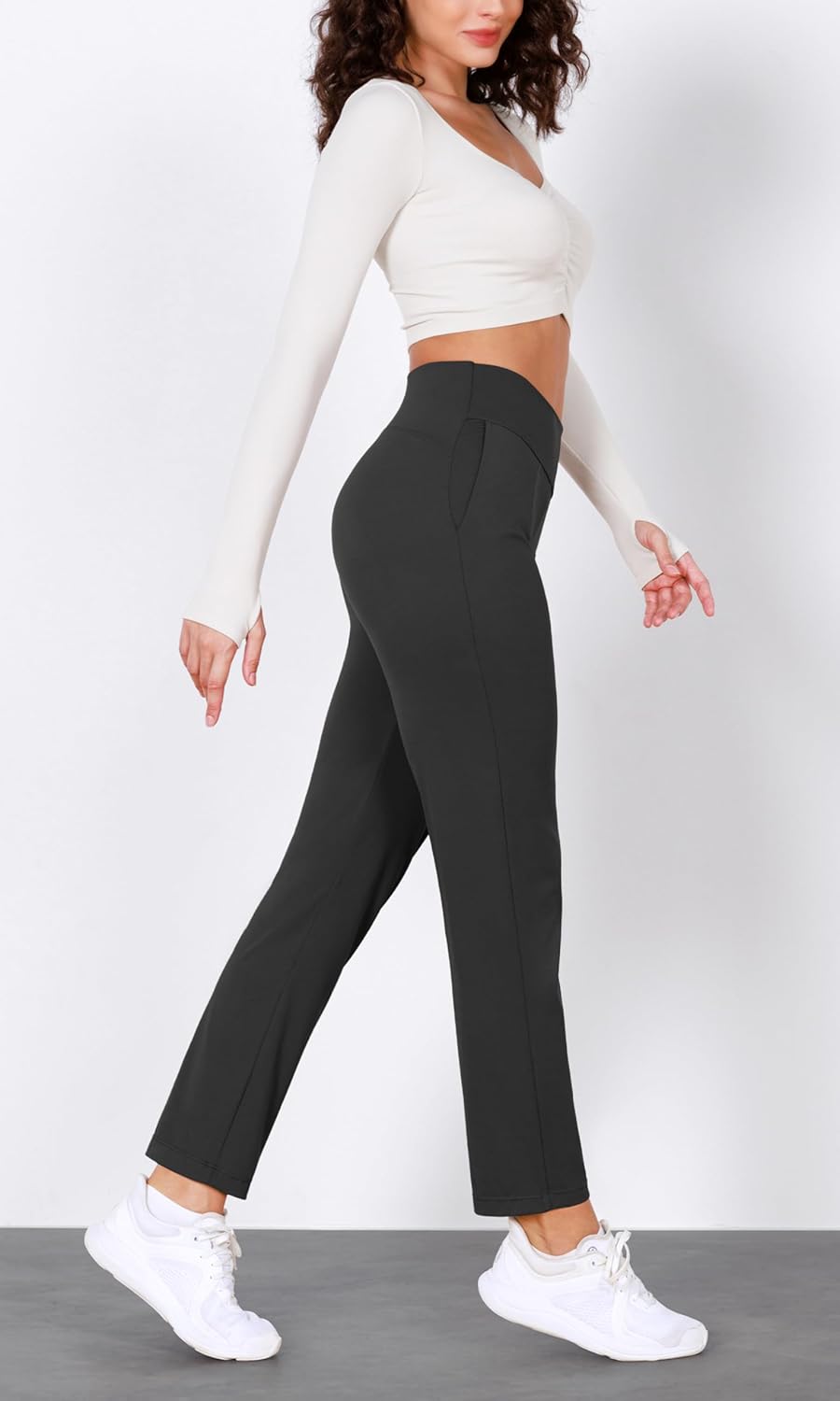 ODODOS Cloud Feeling Jogger Pants with Pockets for Women High Waist Sweatpants Casual Lounge Ankle PantsOnyx Black Grey
