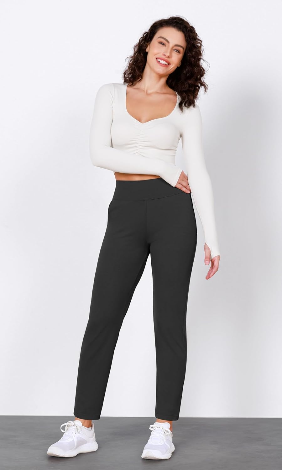 ODODOS Cloud Feeling Jogger Pants with Pockets for Women High Waist Sweatpants Casual Lounge Ankle PantsOnyx Black Grey