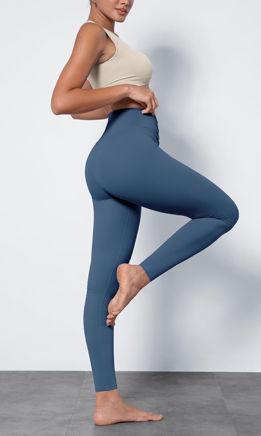 ODODOS Cloud Feeling Ruched Yoga Leggings for Women 25quot  28quot High Waist Crossover Yoga PantsInk Blue