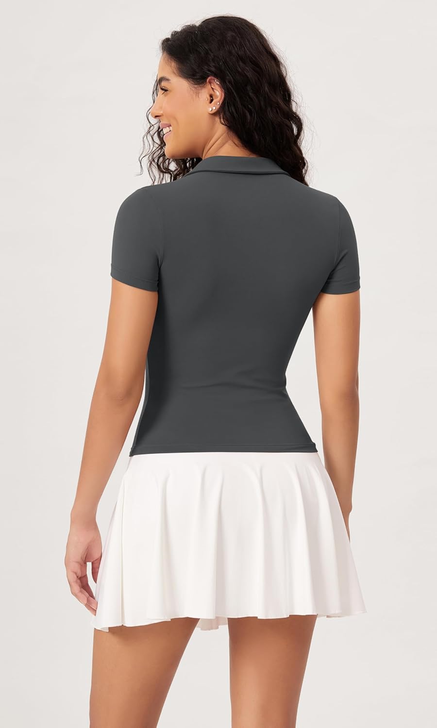 ODODOS Cloud Feeling Short Sleeve Polo Shirts for Women Lightweight Buttery Soft Summer Tennis Golf TopsCharcoal