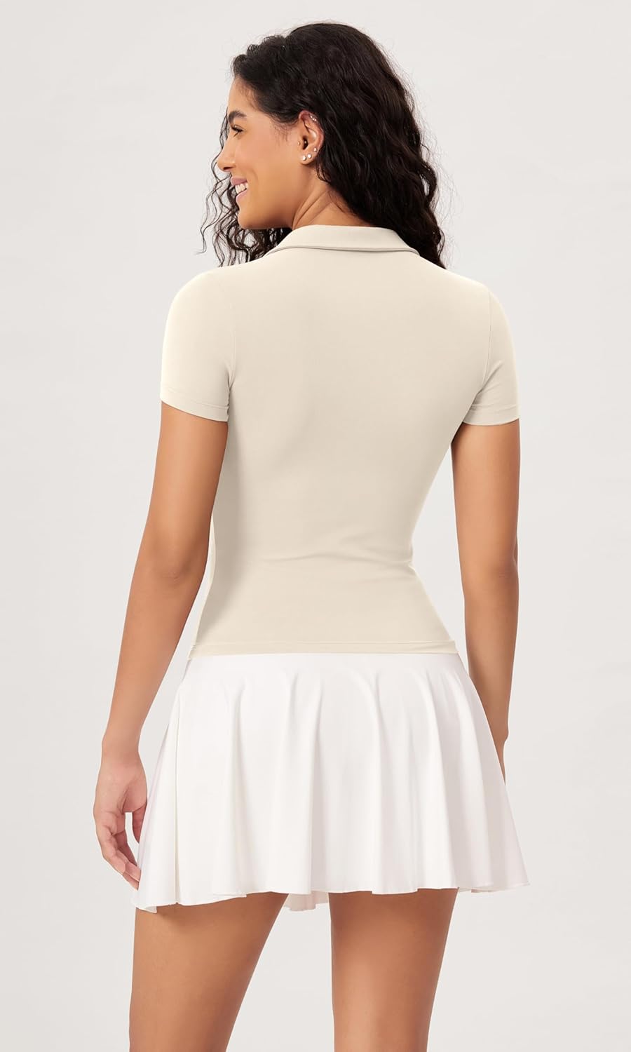 ODODOS Cloud Feeling Short Sleeve Polo Shirts for Women Lightweight Buttery Soft Summer Tennis Golf TopsOat Milk