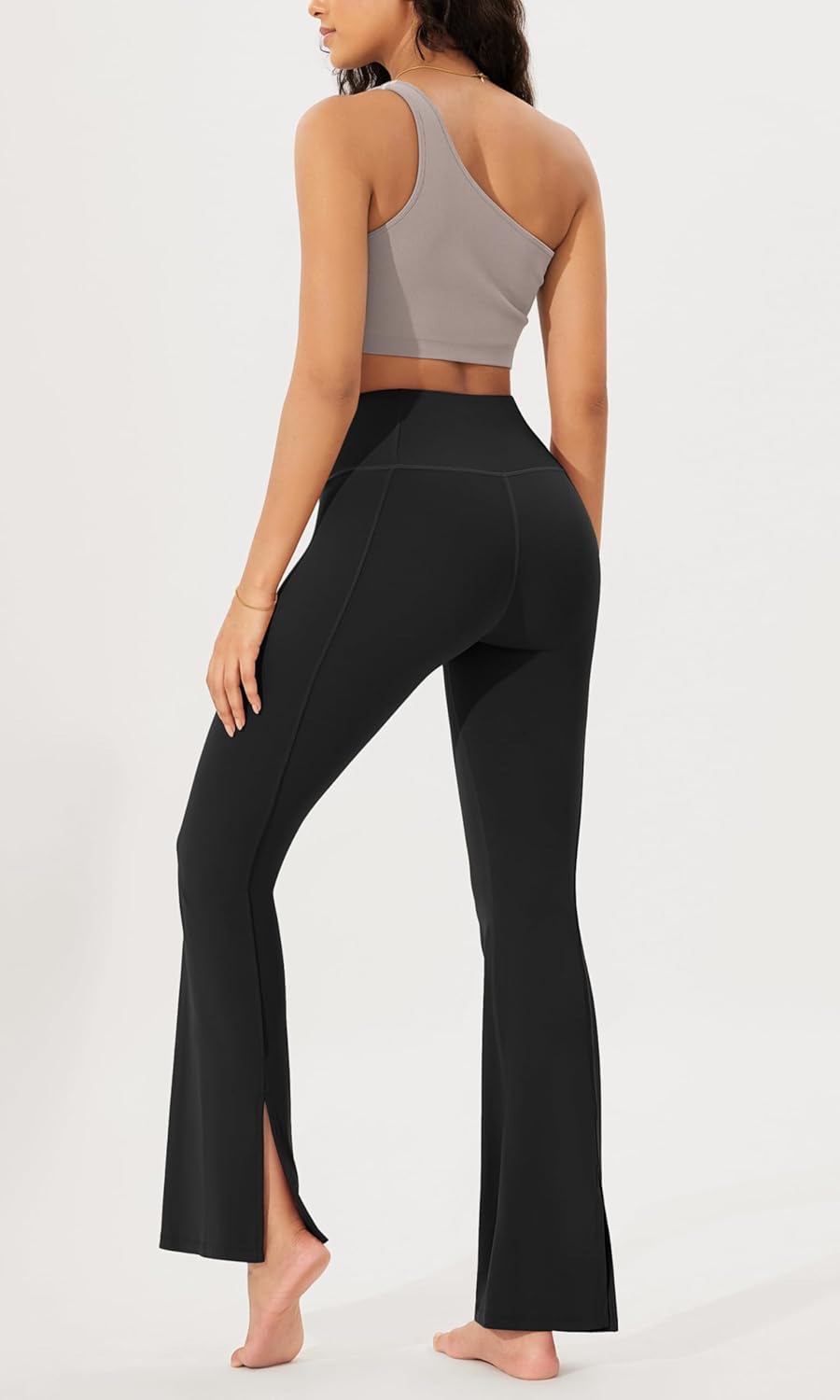 ODODOS Cloud Feeling SplitHem Flared Pants for Women 29quot 31quot High Waisted Lounge Bootcut Yoga PantsBlack