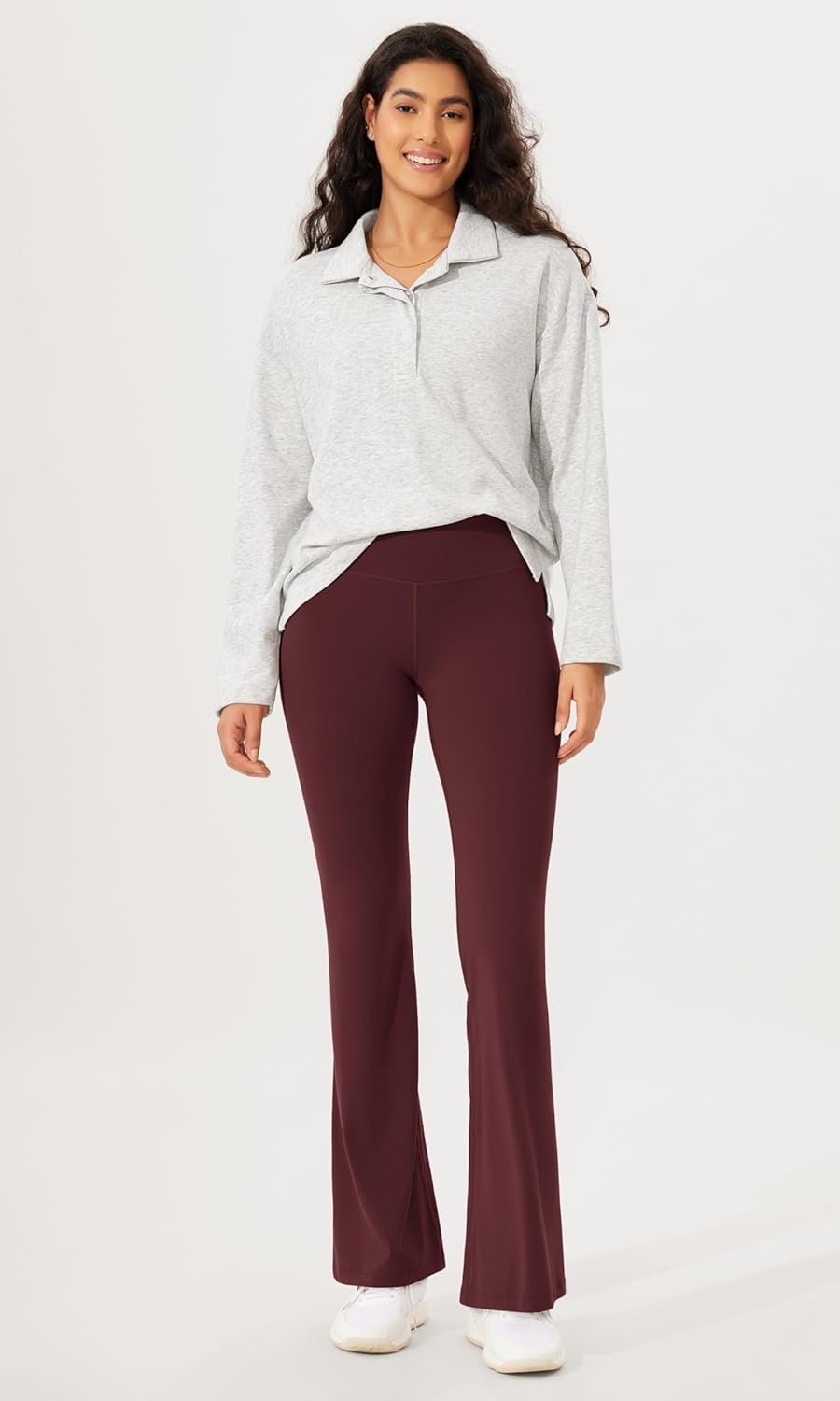 ODODOS Cloud Feeling SplitHem Flared Pants for Women 29quot 31quot High Waisted Lounge Bootcut Yoga PantsBurgundy