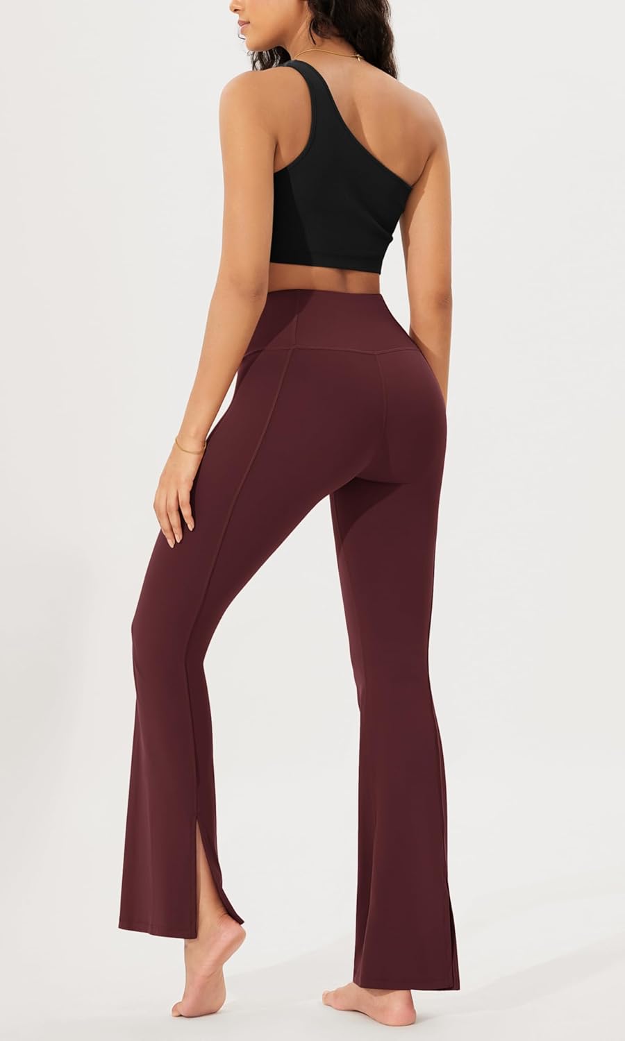 ODODOS Cloud Feeling SplitHem Flared Pants for Women 29quot 31quot High Waisted Lounge Bootcut Yoga PantsBurgundy