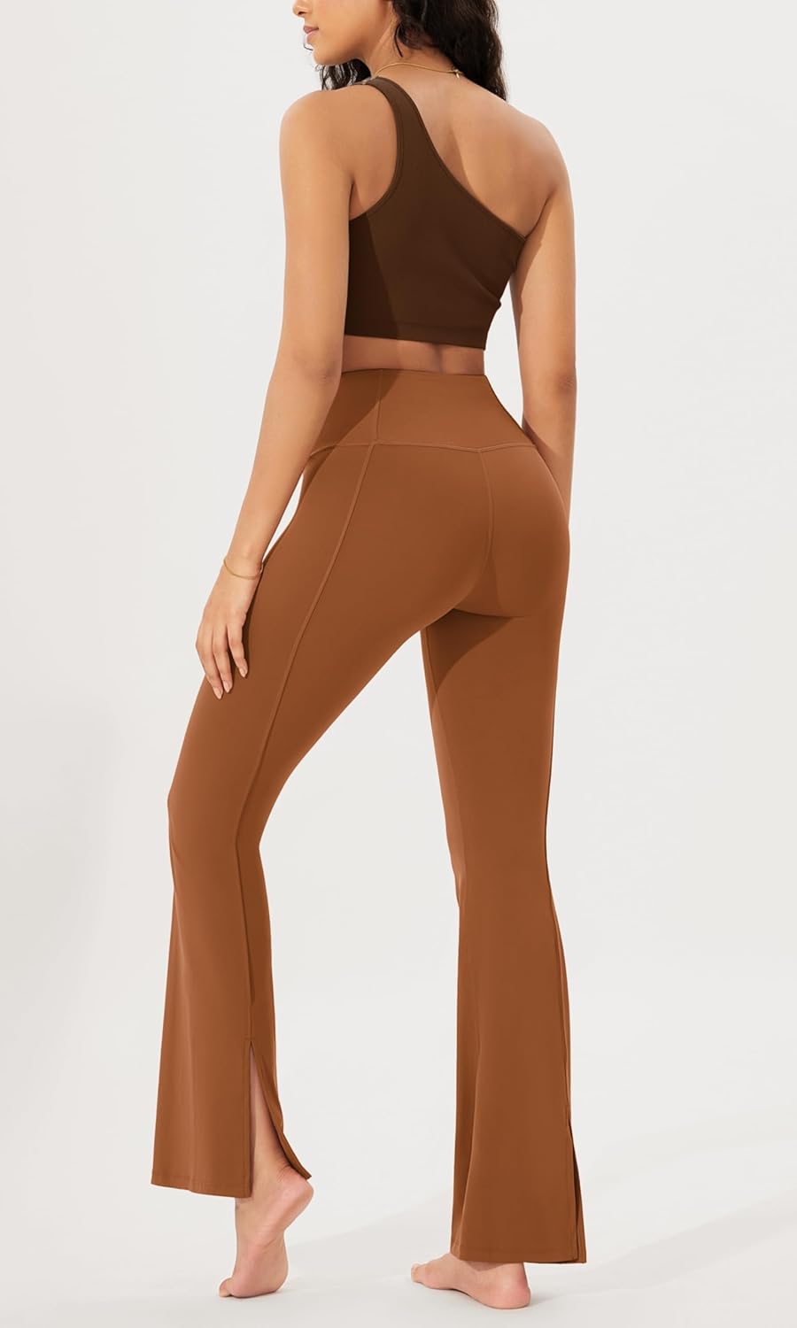 ODODOS Cloud Feeling SplitHem Flared Pants for Women 29quot 31quot High Waisted Lounge Bootcut Yoga PantsCaramel