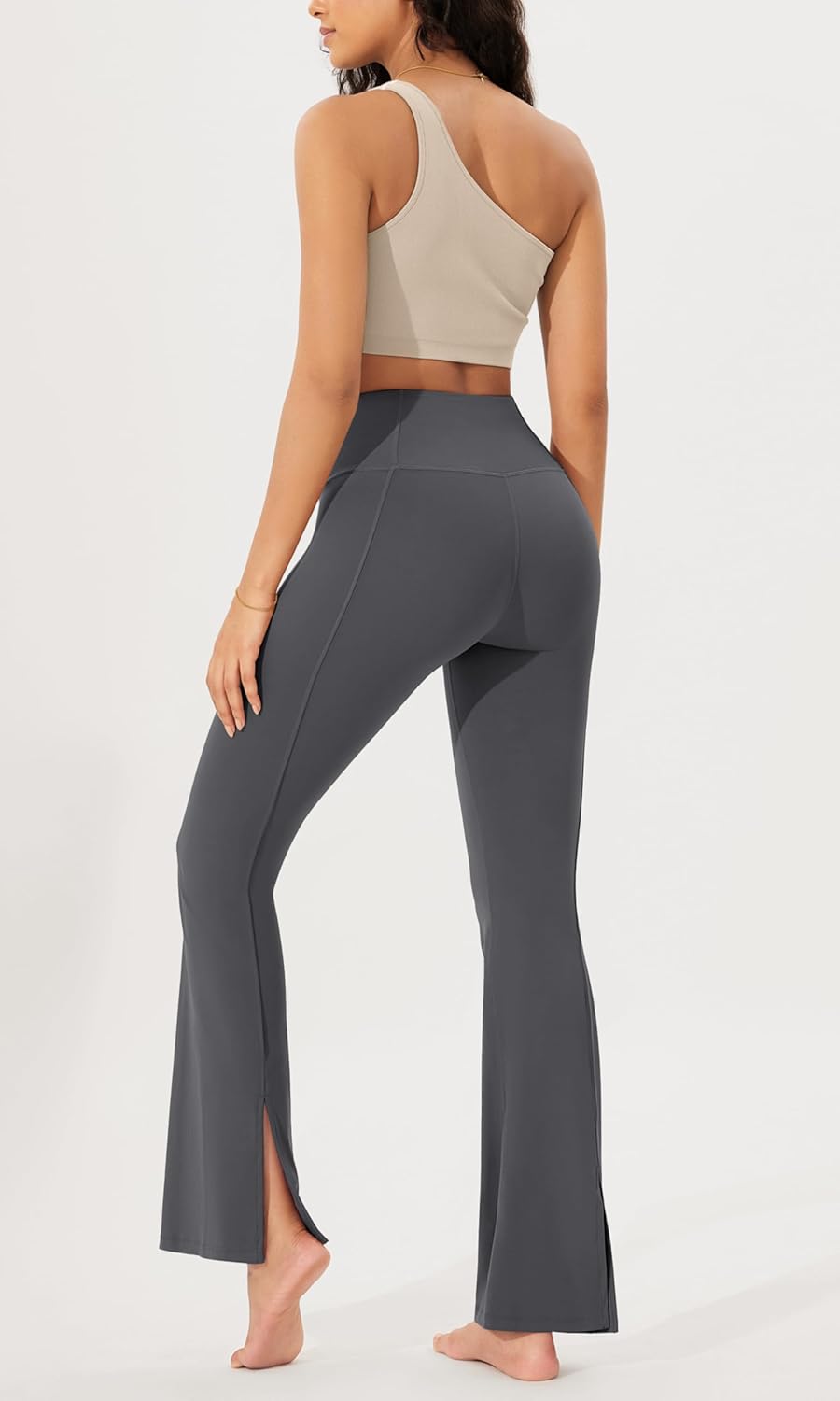 ODODOS Cloud Feeling SplitHem Flared Pants for Women 29quot 31quot High Waisted Lounge Bootcut Yoga PantsCharcoal