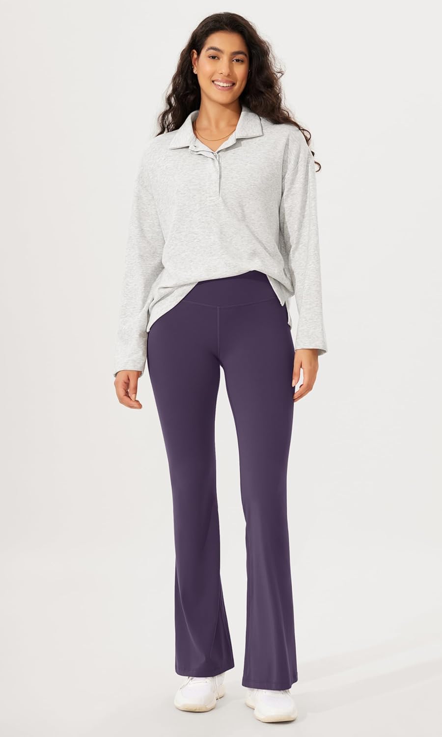ODODOS Cloud Feeling SplitHem Flared Pants for Women 29quot 31quot High Waisted Lounge Bootcut Yoga PantsDark Purple