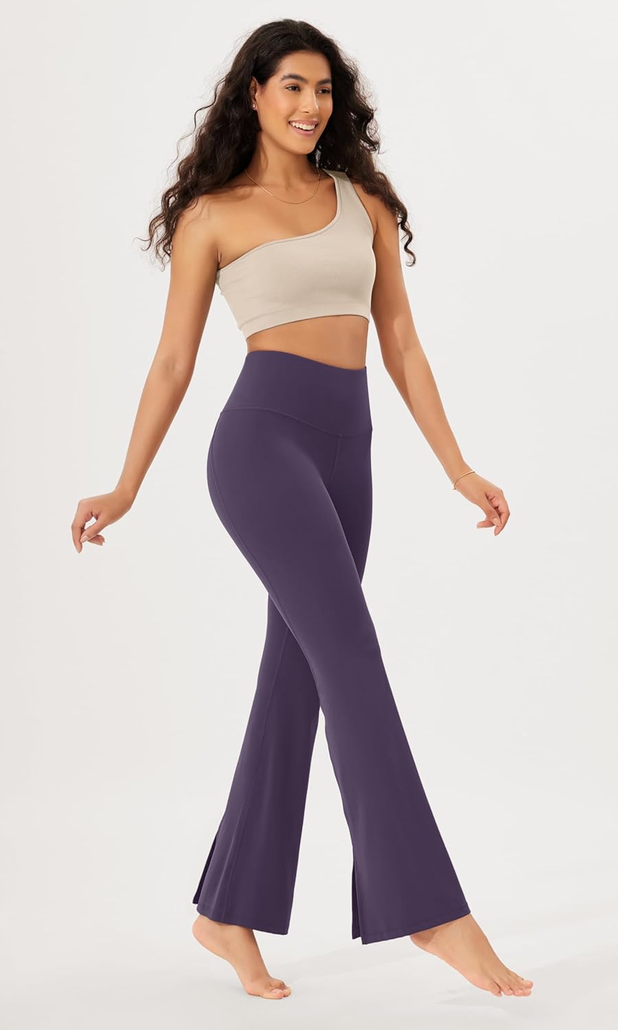 ODODOS Cloud Feeling SplitHem Flared Pants for Women 29quot 31quot High Waisted Lounge Bootcut Yoga PantsDark Purple