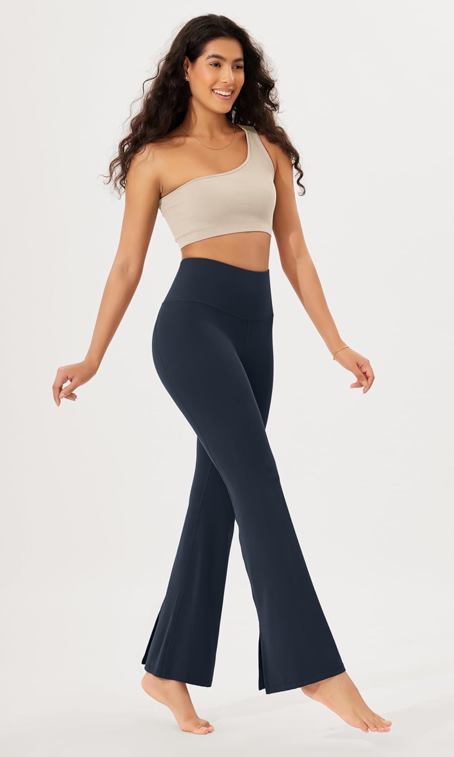ODODOS Cloud Feeling SplitHem Flared Pants for Women 29quot 31quot High Waisted Lounge Bootcut Yoga PantsDeep Navy