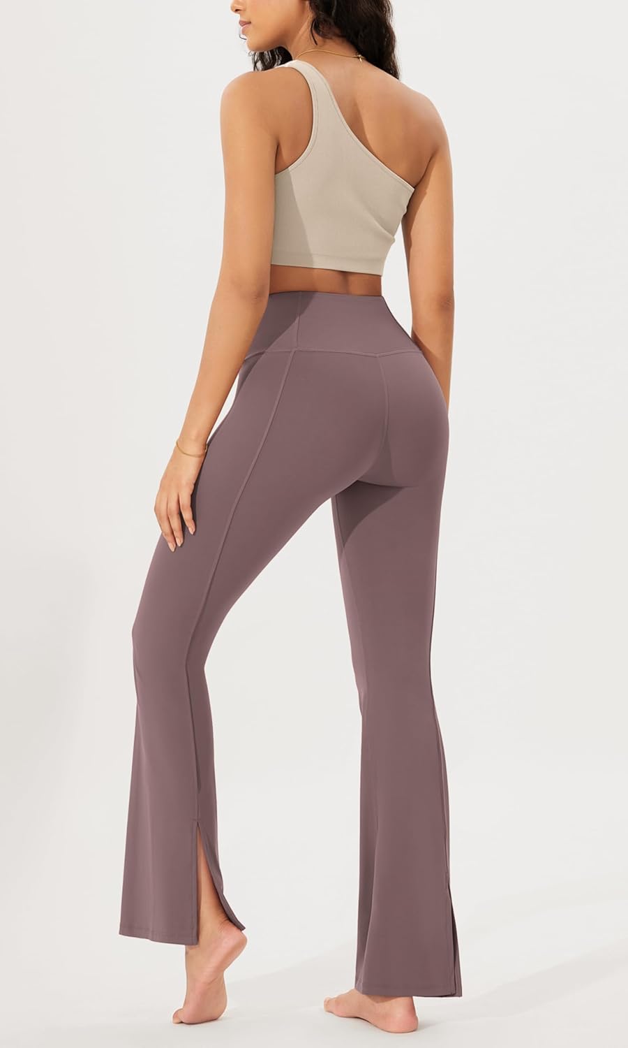 ODODOS Cloud Feeling SplitHem Flared Pants for Women 29quot 31quot High Waisted Lounge Bootcut Yoga PantsPurple Taupe