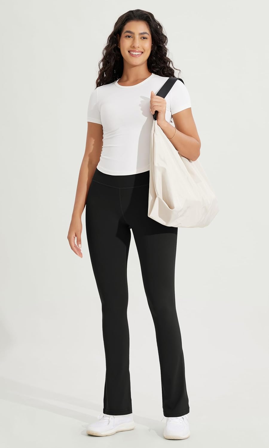 ODODOS Cloud Feeling Straight Leg Pants with Back Pocket for Women High Waist Casual Lounge Yoga Pants 28quot  30quot InseamBlack